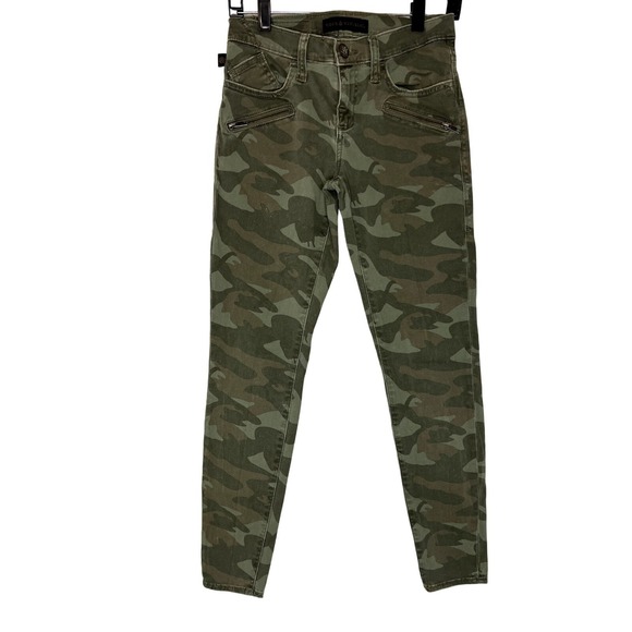 Rock & Republic Denim - Rock & Republic‎ Kashmiere Skinny Jeans Womens 4M Olive Green Camouflage Moto